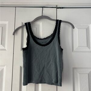 John Gault Brandy Melville Blue top with black lace